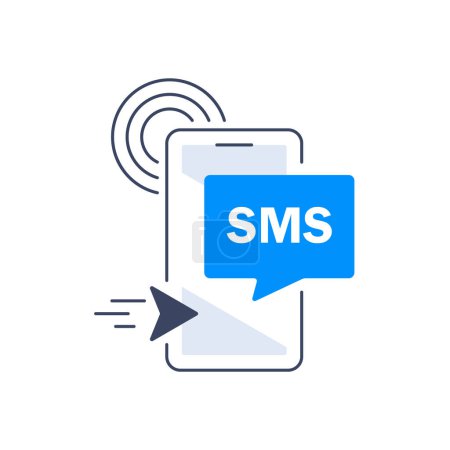 Illustration for Phone message notification, receive authentication code, send sms,flat design icon vector illustration - Royalty Free Image