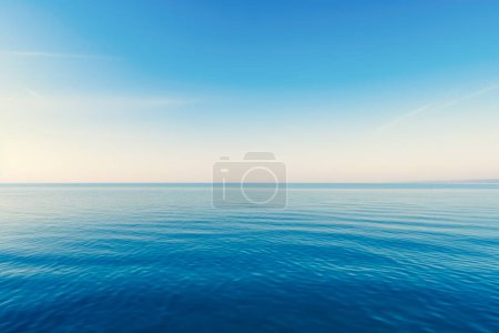 Blue sea with waves and sky with clouds.Calm tranquil blue sea vacation relaxing background with copy space