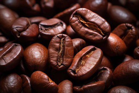 Foto de Primer plano granos de café tostados, se puede utilizar como fondo utilizado como un fondo de café o producto de café - Imagen libre de derechos