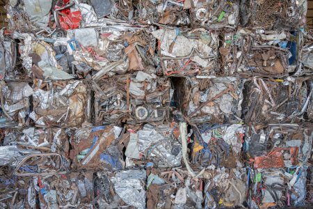 Bild eines Haufens recycelbarer Abfälle in der Recyclingindustrie, Recycling- und Wiederverwendungskonzept.