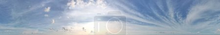 Photo for Paranomic of altostratus clouds with hard softlight sunset. - Royalty Free Image