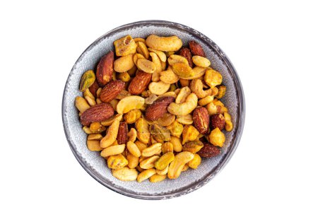 Photo for Nut salt snack mix almond, cashew, pistachio, peanut fresh nuts food on the table copy space food background rustic top view - Royalty Free Image