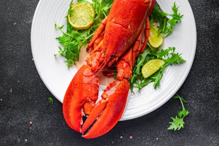 frische Hummer Meeresfrüchte Produkt Mahlzeit Lebensmittel Snack auf dem Tisch kopieren Raum Lebensmittel Hintergrund rustikal Draufsicht