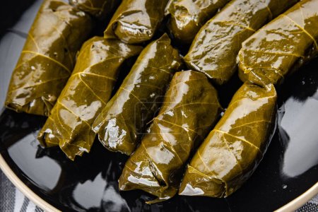 grape leaves stuffed dolma healthy meal food snack on the table copy space food background rustic top view