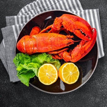 homard fruits de mer frais savoureux manger cuisine apéritif repas nourriture collation sur la table copier espace nourriture fond rustique vue dessus