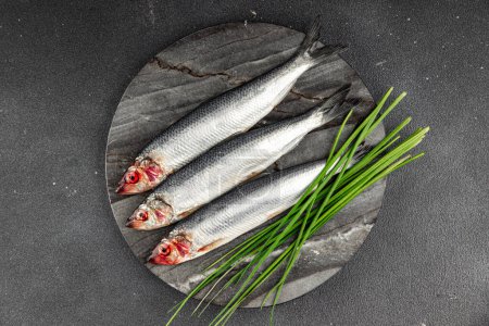 herring fish raw seafood tasty fresh eating cooking meal food snack on the table copy space food background rustic top view Pescetarian diet