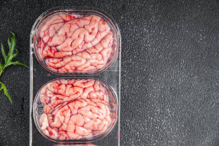 pork brains raw edible offal meat fresh food tasty fresh healthy eating cooking appetizer meal food snack on the table copy space food background rustic top view