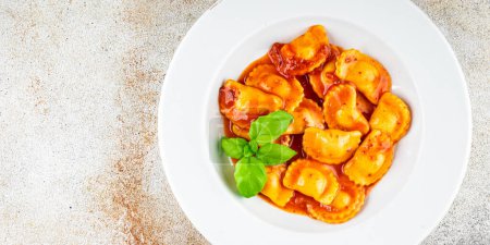 ravioli meat tomato sauce fresh cooking meal food snack on the table copy space food background rustic top view