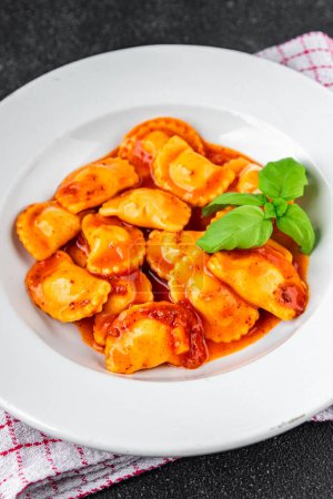 ravioli beef meat tomato sauce fresh cooking appetizer meal food snack on the table copy space food background rustic top view