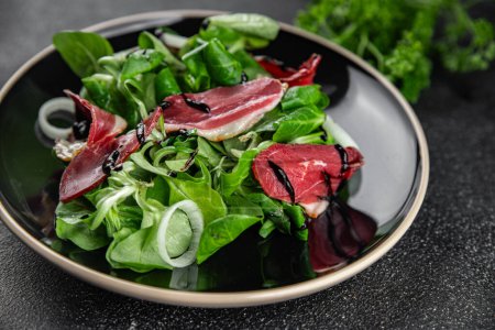 duck breast salad smoked duck meat magret natural fresh appetizer meal food snack on the table copy space food background rustic top view
