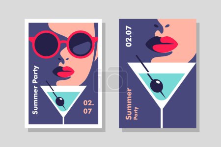 Photo for Summer party, vacation and travel concept. Vector flyer or poster design in minimalistic style. - Royalty Free Image