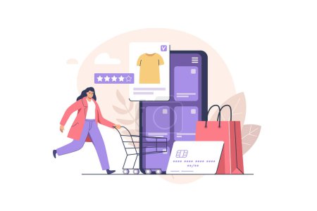 Photo for Online shopping. Big seasonal sale and discount at store, shop, mall. Vector illustration. - Royalty Free Image