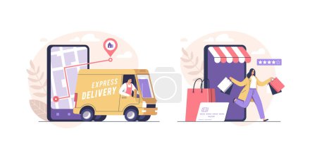 Photo for Online shopping and order delivery service online. Vector illustration. - Royalty Free Image