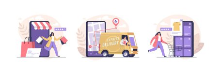 Photo for Online shopping and order delivery service online. Vector illustration. - Royalty Free Image