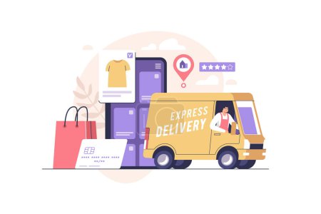 Photo for Online store and order delivery service online. Vector illustration. - Royalty Free Image