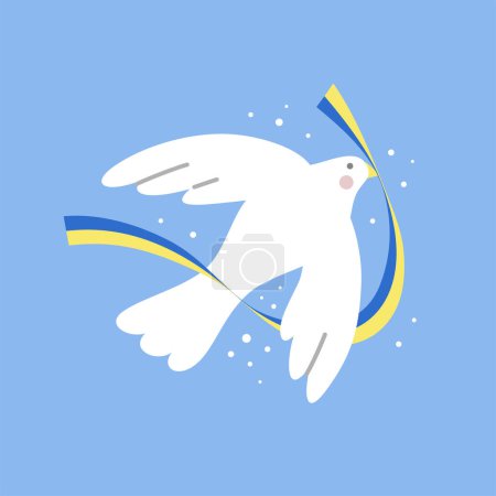 Photo for Flying dove with ukrainian flag ribbon. Vector illustration. - Royalty Free Image