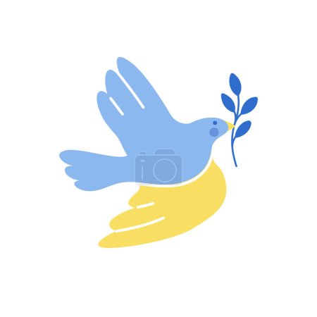 Téléchargez les illustrations : Flying dove as a symbol of peace. Support Ukraine, no war. Vector illustration. - en licence libre de droit