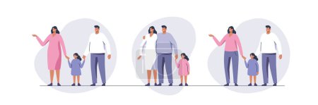 Ilustración de Happy family. Togetherness, parenting concept. Vector illustration set. - Imagen libre de derechos