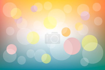 Illustration for Summer sea waves and sun blue-orange gradient vector background and transparent circles bubbles. Modern background for your interface, advertising, text restaur - Royalty Free Image