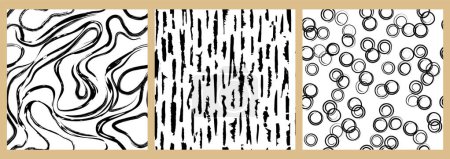Téléchargez les illustrations : Fond scandinave sans couture avec un motif abstrait minimaliste d'encre noire sur fond blanc. Modèle de mode pour le design dans un style moderne - en licence libre de droit