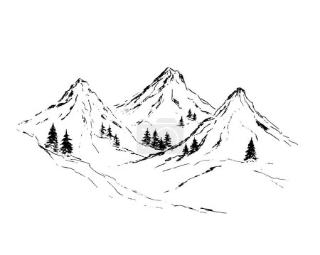 Illustration for Mountain forest with snow - Royalty Free Image
