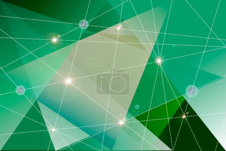 Illustration for Green triangular geometric background with lines - Royalty Free Image