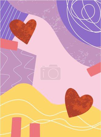 Ilustración de Fondo abstracto con un corazón y elementos geométricos - Imagen libre de derechos