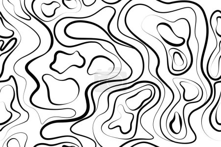 Illustration for Background with wavy lines monochrome Seamless pattern abstract texture with. Striped black and white texture. liquid background. Optical illusion of movement effect - Royalty Free Image
