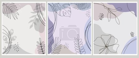 Illustration for Set of abstract hand drawn floral vector illustration. - Royalty Free Image