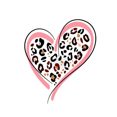 Ilustración de Corazón con manchas de leopardo en blanco - Imagen libre de derechos