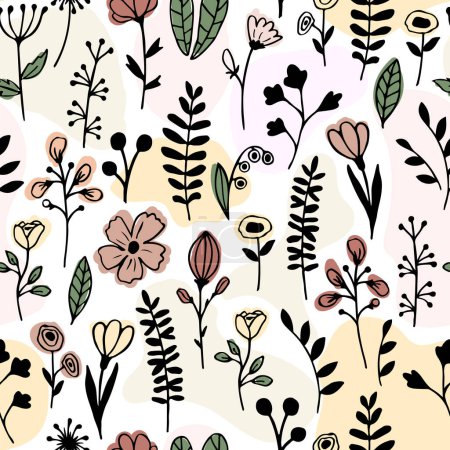 Illustration for Seamless pattern of floral elements - Royalty Free Image