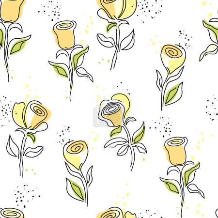 Illustration for Sketch flowers pattern, modern background - Royalty Free Image