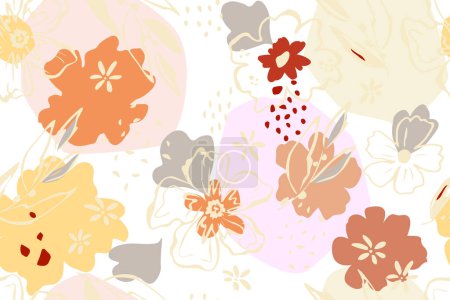 Illustration for Sketch flowers seamless pattern - Royalty Free Image
