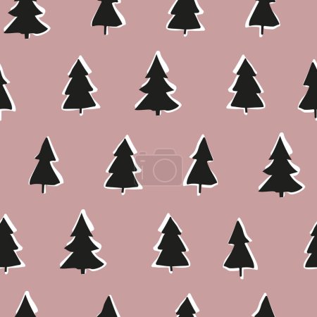 Ilustración de Patrón sin costuras del árbol de Navidad. Rosa blanco negro y patrón. Imprimir para el diseño de vacaciones - Imagen libre de derechos