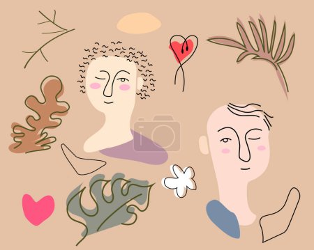 Illustration for Set of people and love. vector illustration of man and girl. - Royalty Free Image