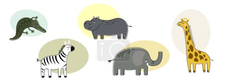 Ilustración de Animales de dibujos animados lindo vector de colección - Imagen libre de derechos