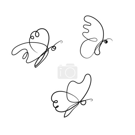 Illustration for Set of butterflies, sketch in lines. Vector illustration - Royalty Free Image