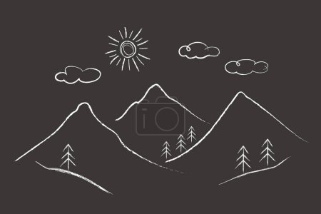 Ilustración de Vector dibujado a mano doodle montaña paisaje. - Imagen libre de derechos