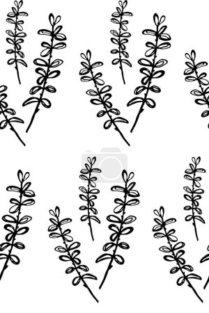 Illustration for Seamless black and white pattern of decorative branches. vector background. - Royalty Free Image