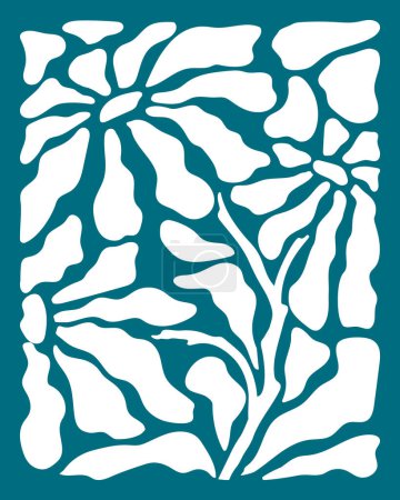 Ilustración de Formas botánicas abstractas. estilo Matisse. Plantas, flores, collage de papel cortado. Diseño moderno patrón vectorial, postal, decoración, baner, cubierta, fondo de pantalla - Imagen libre de derechos