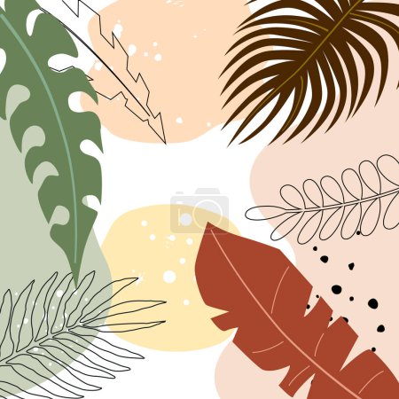 Téléchargez les illustrations : Illustration vectorielle de plantes et feuilles tropicales - en licence libre de droit