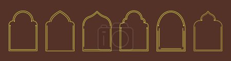 Illustration for Set of golden windows on brown background - Royalty Free Image