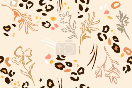 Ilustración de Patrón abstracto sin costura con elementos dibujados a mano. motivo floral. - Imagen libre de derechos