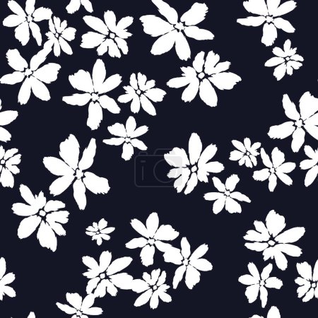 Illustration for Black and white pattern with flowers, floral background - Royalty Free Image