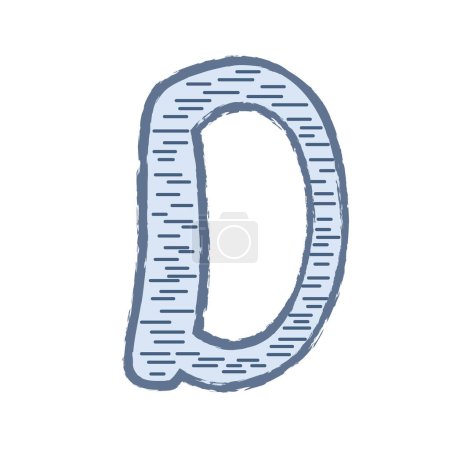 Téléchargez les illustrations : Croquis au crayon lettre colorée doodle D. Illustration vectorielle du symbole de l'alphabet à une seule ligne, icône minimaliste simple de prénom de lettre, logo - en licence libre de droit