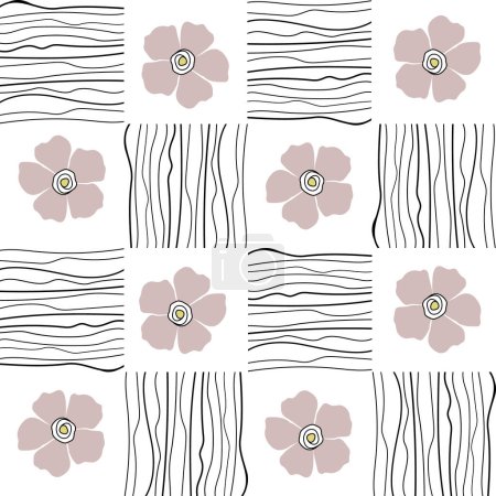 Illustration for Geometric and botanical pattern with flowers - Royalty Free Image