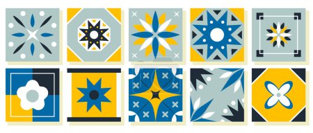 Ilustración de Conjunto de patrones geométricos coloridos abstractos. ilustración vectorial. - Imagen libre de derechos