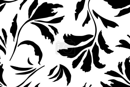 Téléchargez les illustrations : Motif botanique sans couture, collage moderne de dessins de diverses fleurs, branches, croquis à l'encre dessiné à la main - en licence libre de droit