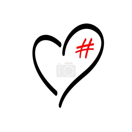 Ilustración de Corazón con diseño de icono de hashtag - Imagen libre de derechos