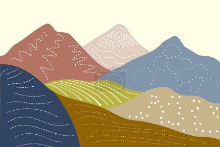 Illustration for Abstract mountain landscape. vector hand drawn background. - Royalty Free Image